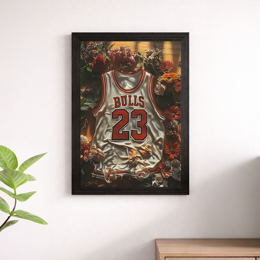 Michael Jordan Chicago Bulls #23 Jersey Floral Wall Art Poster – Basketball Print