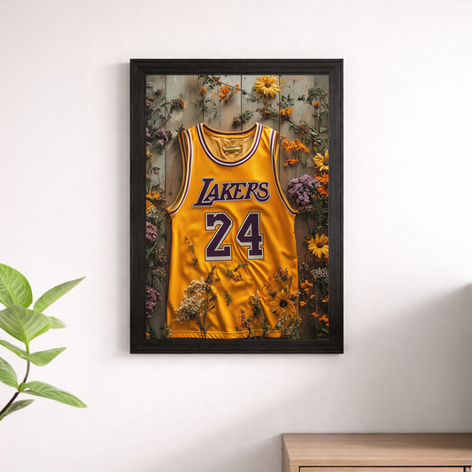 Kobe Bryant LA Lakers #24 Jersey Floral Wall Art Poster – Basketball Print