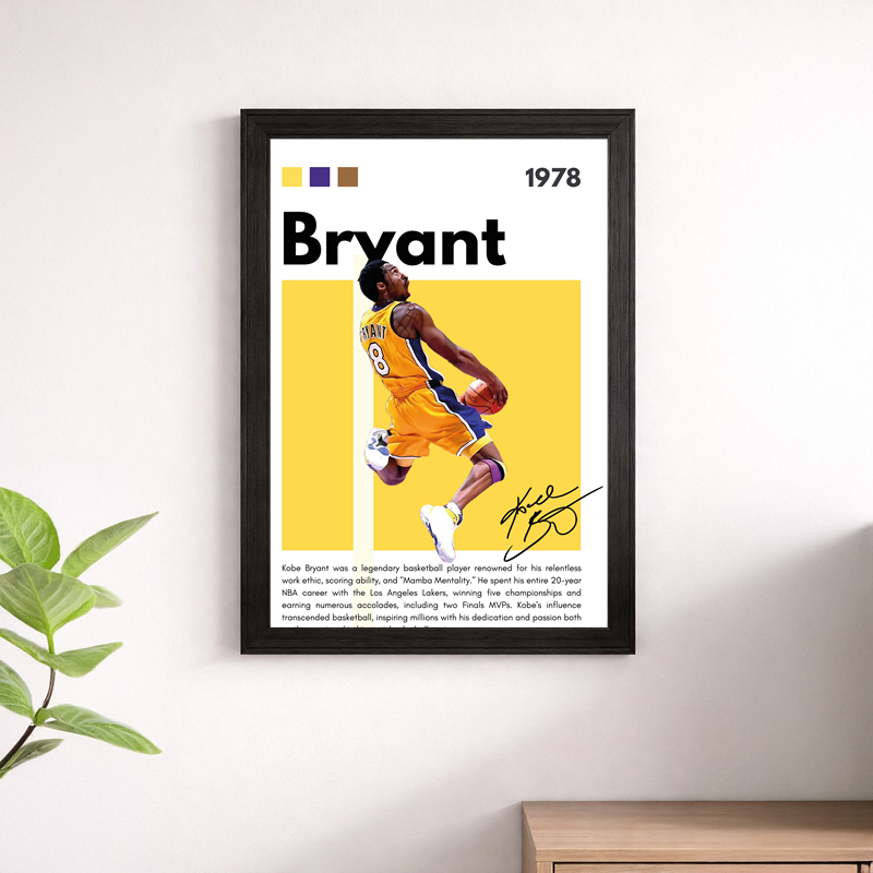 Kobe Bryant Lakers Wall Art Poster – #8 Gold Edition Basketball Print