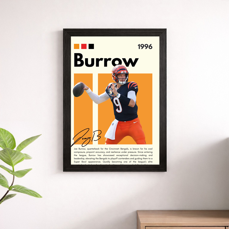 Joe Burrow Wall Art Print | Cincinnati Bengals NFL Poster