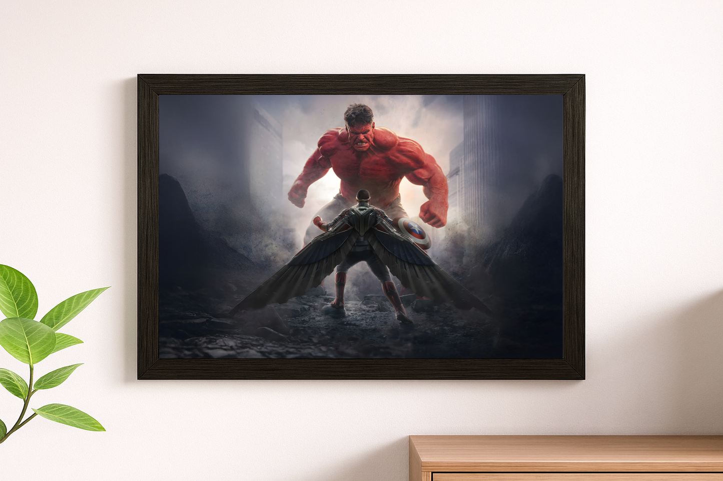 Epic Titan Showdown Wall Print - Red Hulk vs Falcon