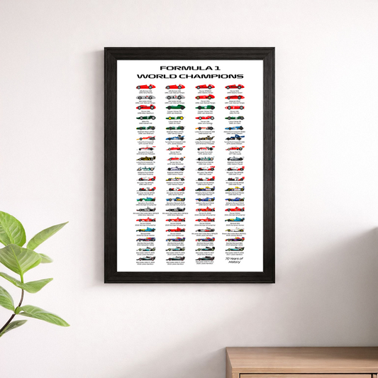 Formula 1 World Champions Print - All Championship Winning Cars Poster