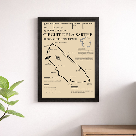 Circuit de la Sarthe Le Mans Vintage Print - 24 Hours Track Map
