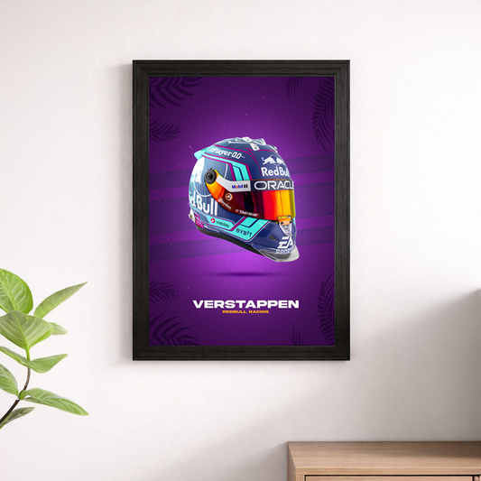 Max Verstappen Helmet Poster - Red Bull Oracle Racing F1 Print
