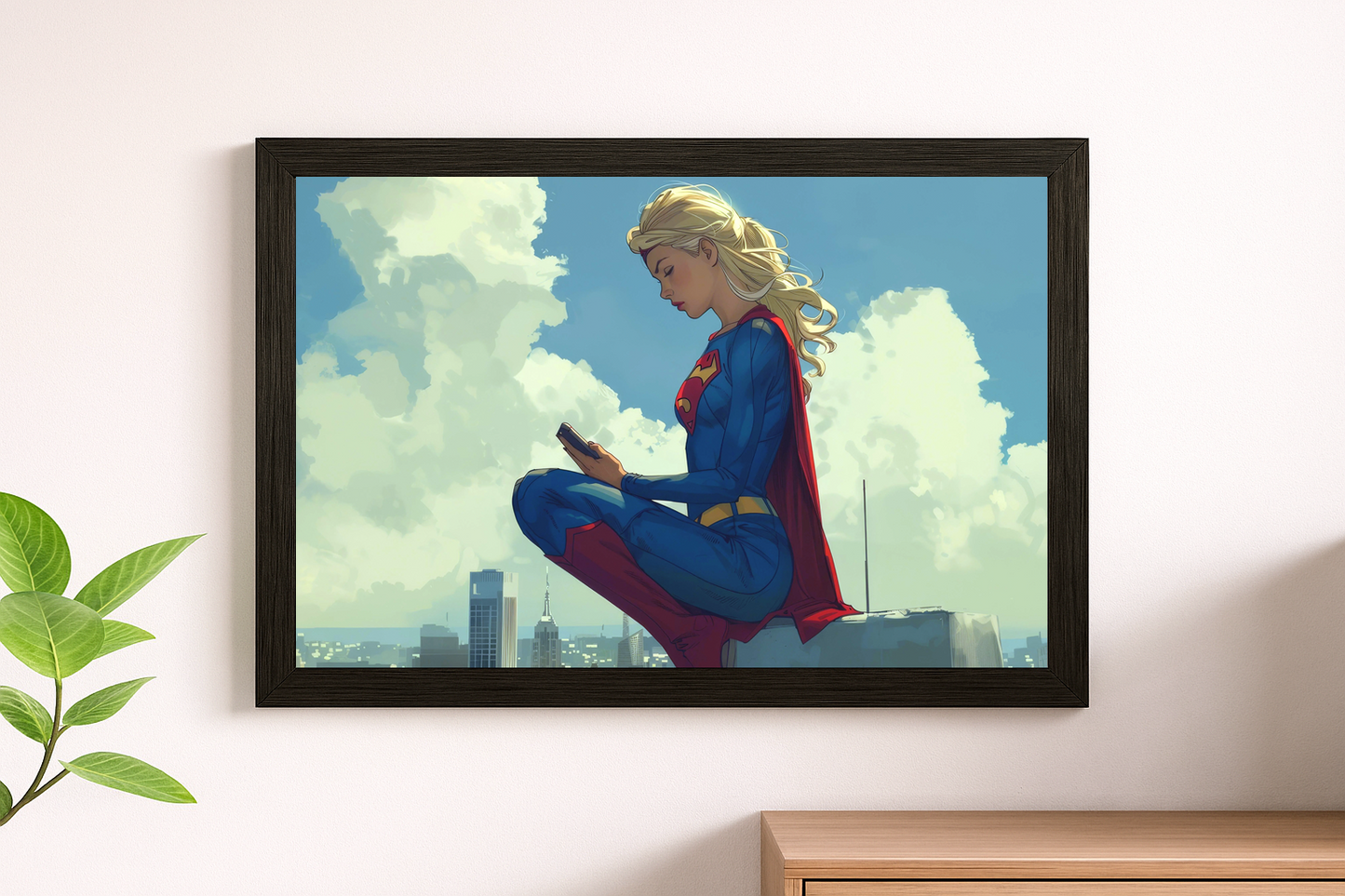 Supergirl Skyline Wall Art - Maid of Might Panoramic Framed Print