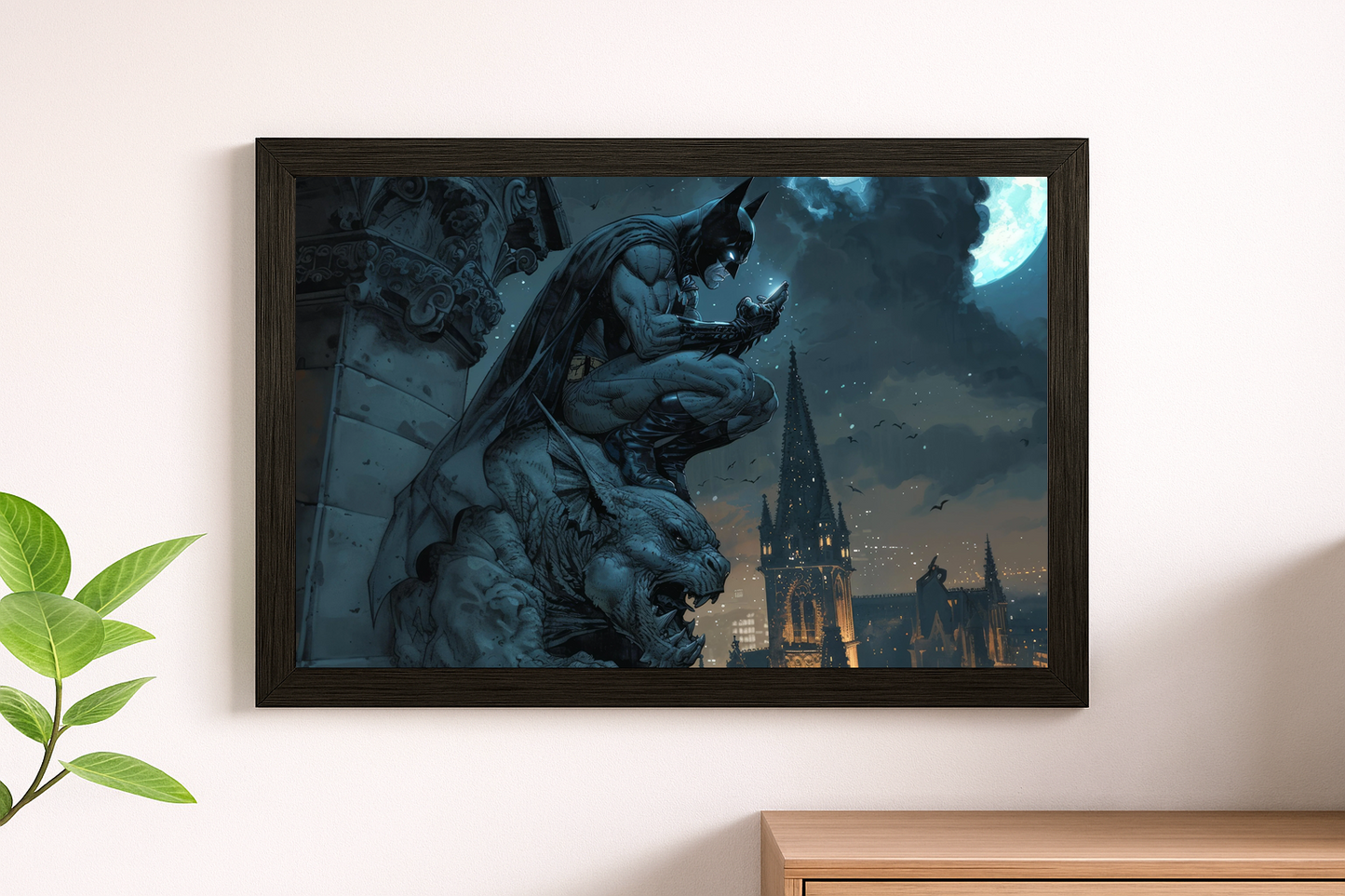 Batman Gargoyle Wall Art - Dark Knight Gotham Panoramic Framed Print