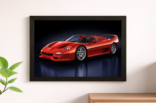 Classic Red Ferrari F50 Wall Print - Italian Supercar Legend Poster Art